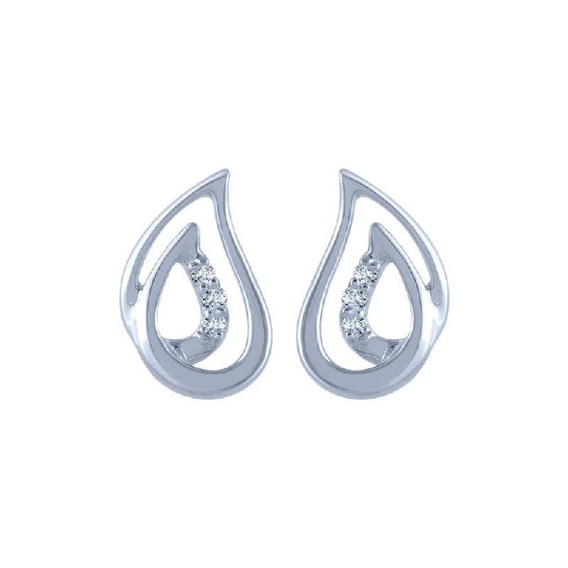 Women’s gemstone stud earrings-18k (750) White Gold And Diamond Stud Earrings For Women