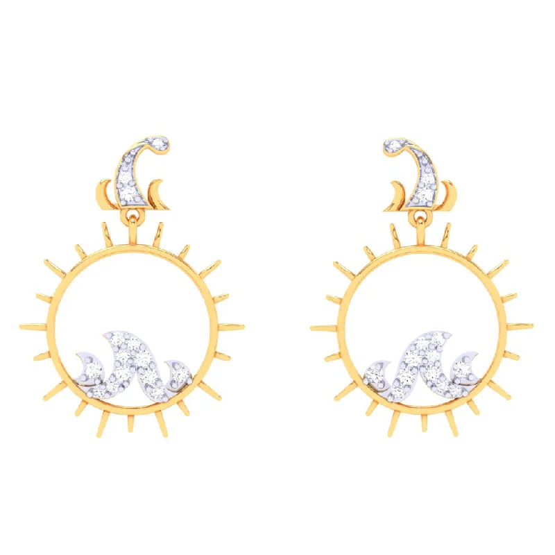 Women’s statement earrings-Sunshine-themed Gold Diamond Earrings For Monsoon