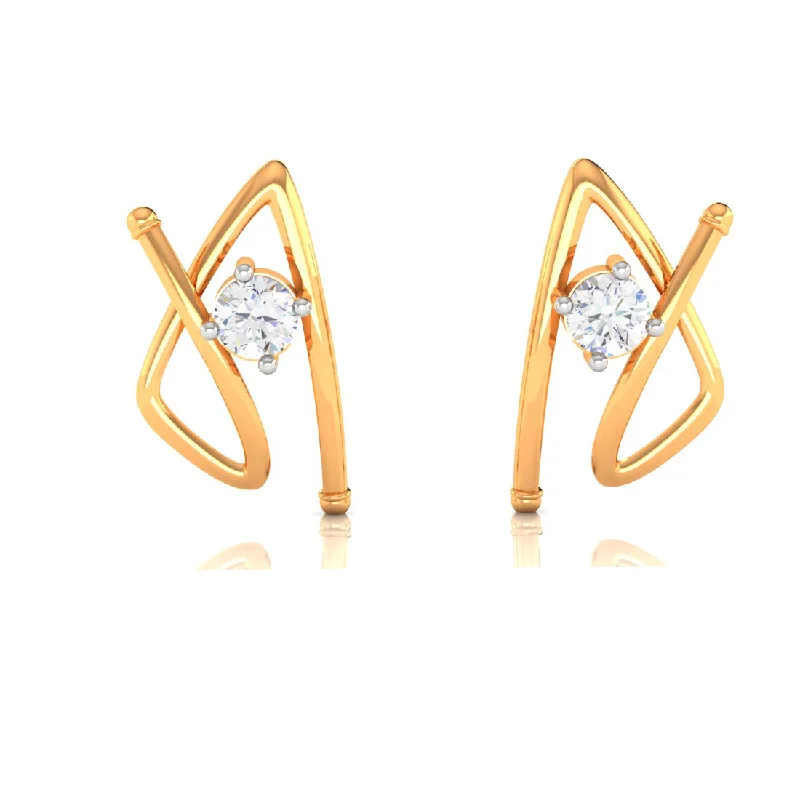 Women’s statement earrings-18k A-shape Gold & Diamond Earrings