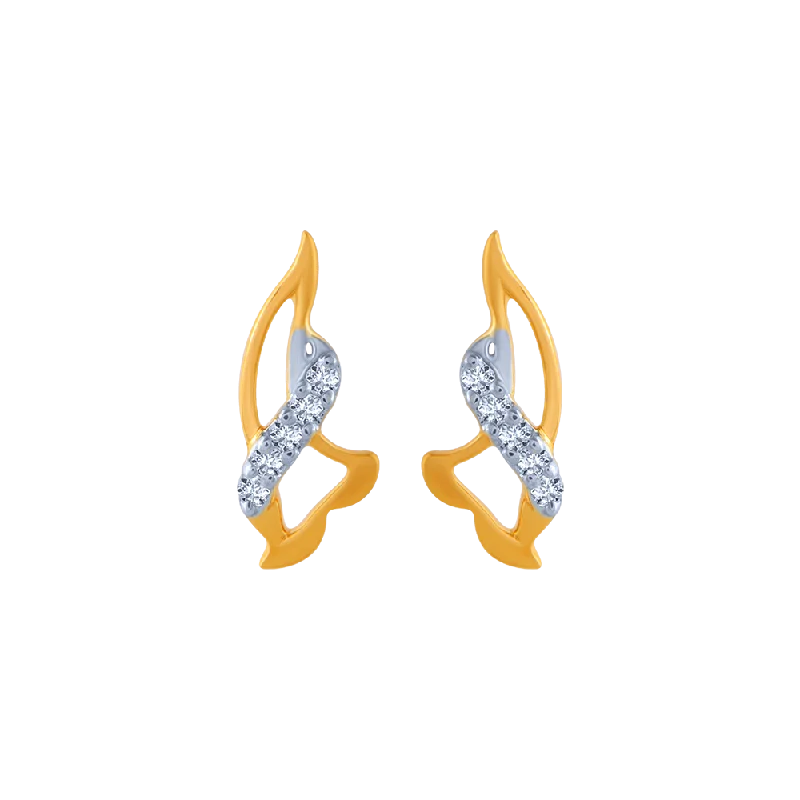 Women’s statement diamond earrings-18KT (750) Yellow Gold And Diamond Stud Earrings For Women