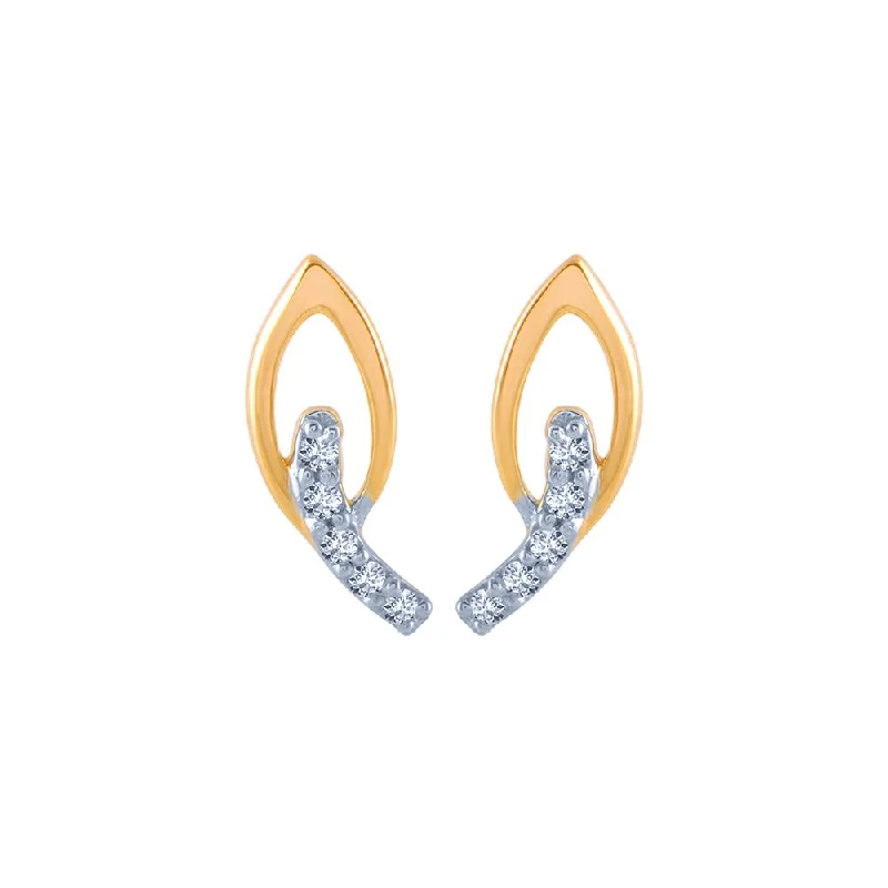 Women’s trendy earrings-18k (750) Yellow Gold And Diamond Stud Earrings For Women