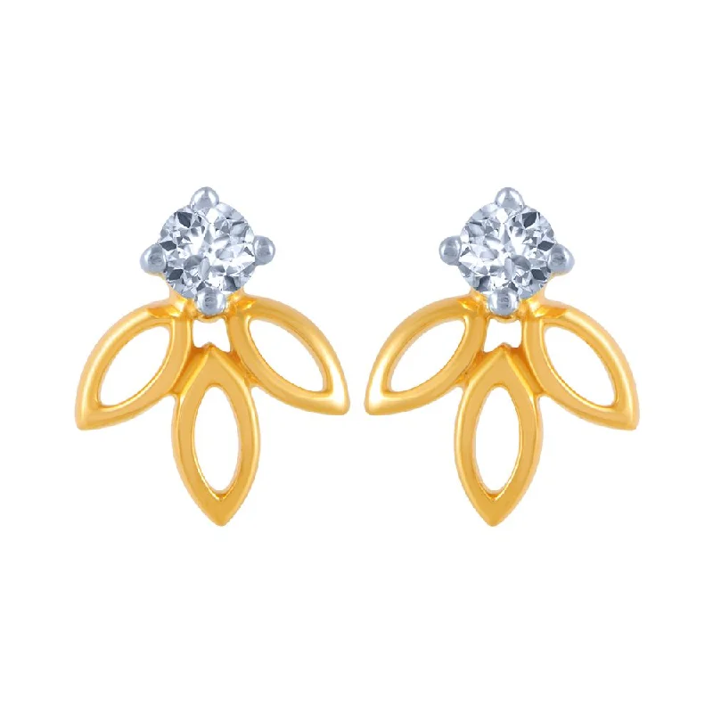 Women’s silver drop earrings-14k (585) Yellow Gold And Diamond Stud Earrings For Women