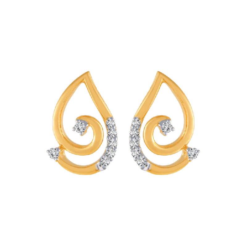 Women’s crystal earrings-14KT (585) Yellow Gold And Diamond Stud Earrings For Women