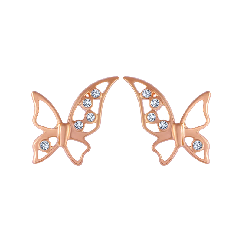 Women’s dainty earrings-18KT (750) Rose Gold And Diamond Stud Earrings For Women