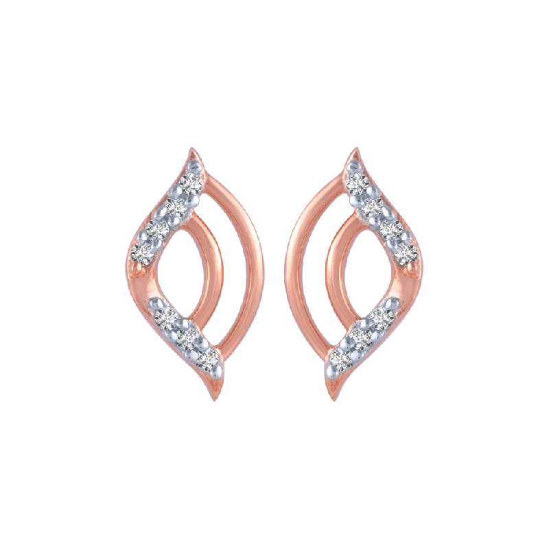 Women’s flower earrings-14KT (585) Rose Gold And Diamond Stud Earrings For Women