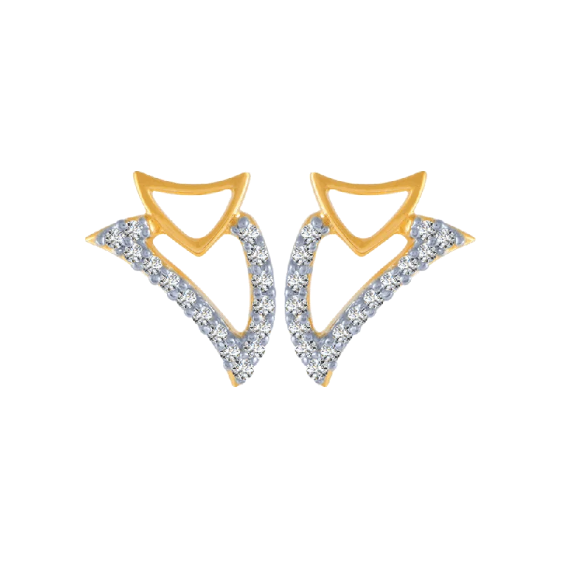 Women’s trendy earrings-14KT (585) Yellow Gold And Diamond Stud Earrings For Women