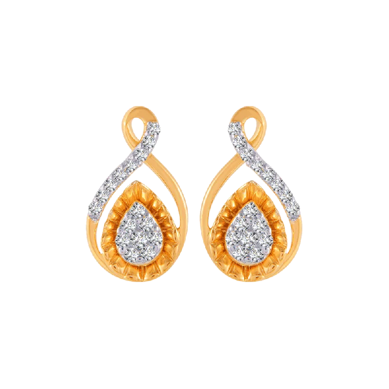 Women’s sapphire earrings-14KT (585) Yellow Gold And Diamond Stud Earrings For Women