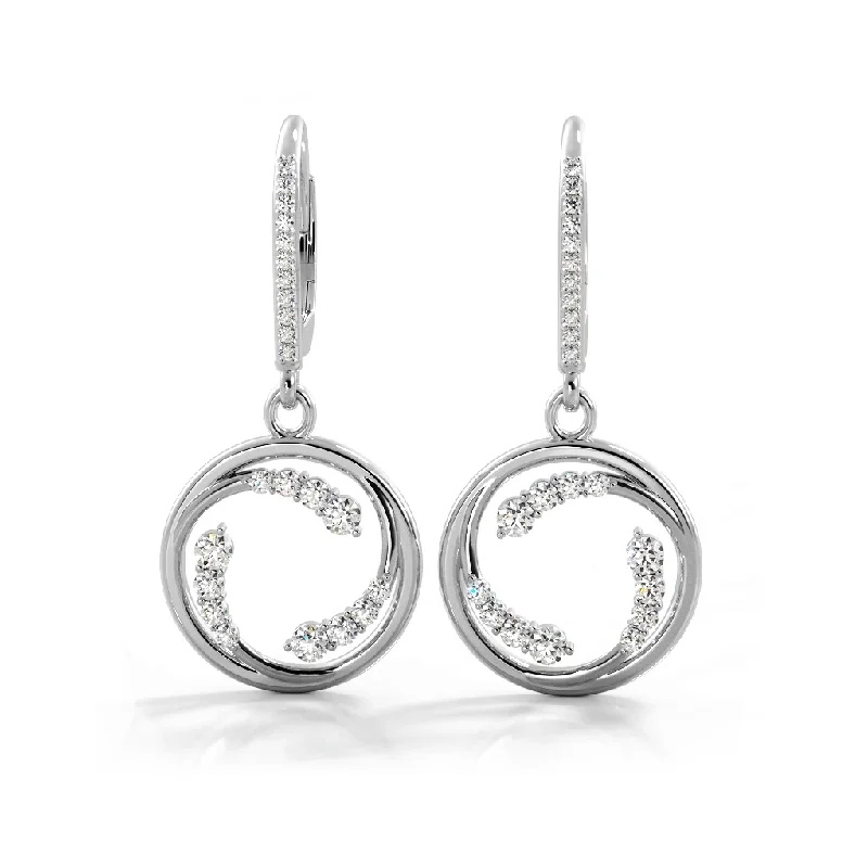 Women’s stud earrings-0.60 ctw. Round Diamond Circle Dangle Hoop Earrings