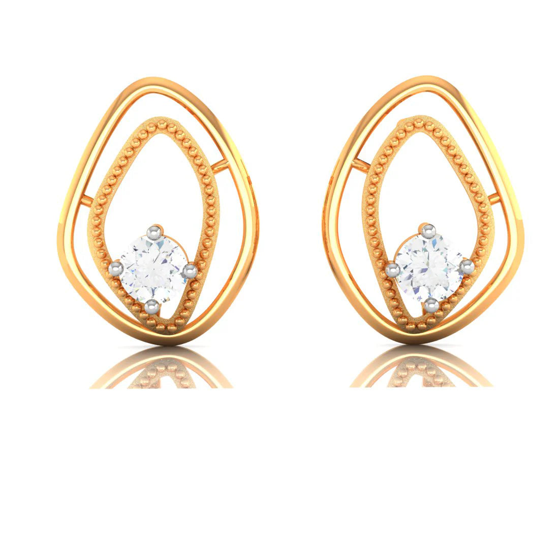 Women’s diamond stud earrings-Oval Shape 18k Gold And Diamond Mini Earrings