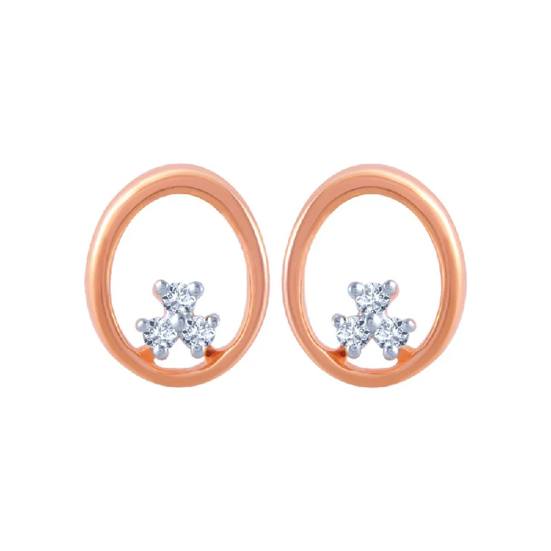 Women’s gold earrings-14k (585) Rose Gold And Diamond Stud Earrings For Women