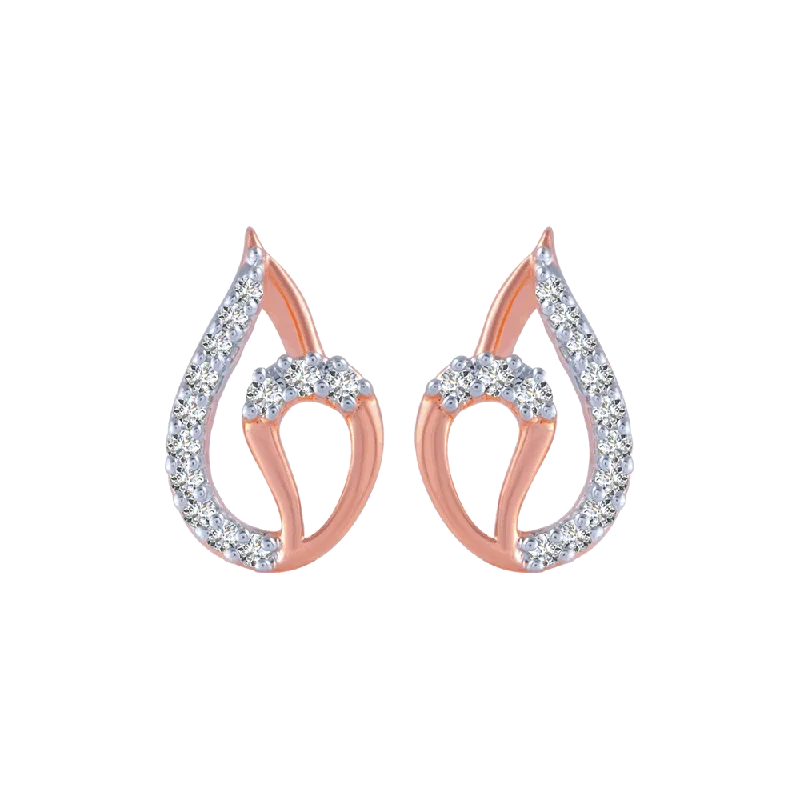 Women’s bohemian earrings-14KT (585) Rose Gold And Diamond Stud Earrings For Women