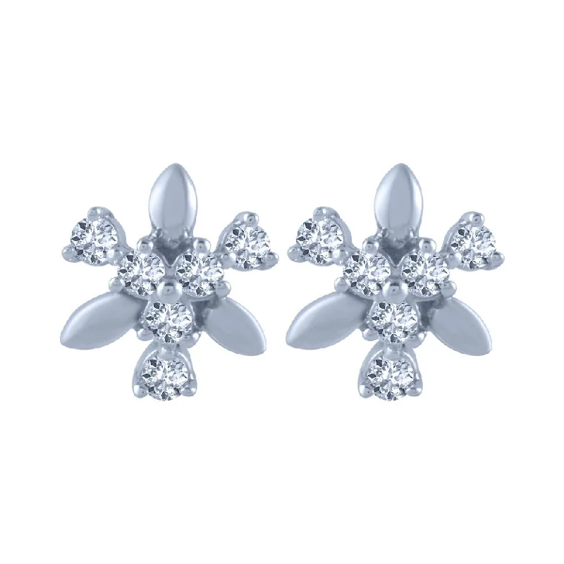 Women’s vintage silver earrings-14k (585) White Gold And Diamond Stud Earrings For Women