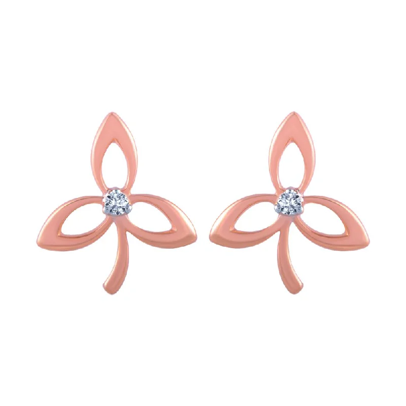 Women’s geometric diamond earrings-18k (750) Rose Gold And Diamond Stud Earrings For Women