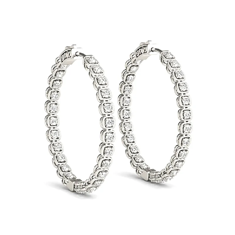 Women’s bold earrings-Inside-Out 1.50 ctw Diamond Cluster Hoop Earrings