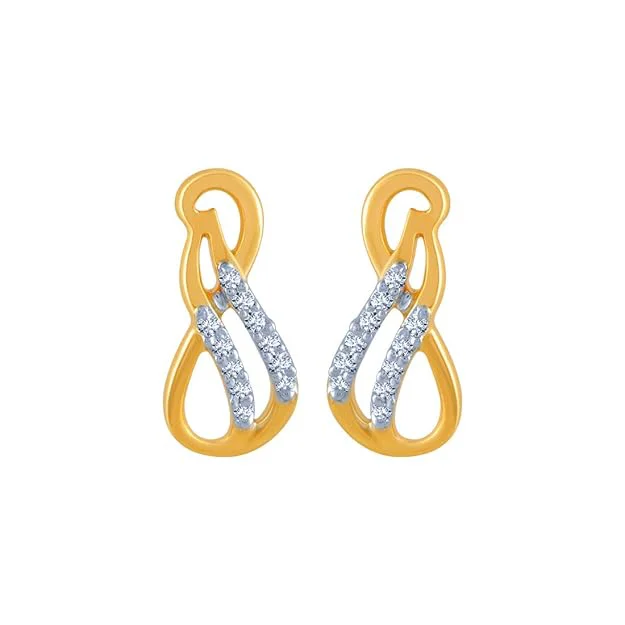 Women’s minimalist earrings-18k (750) Yellow Gold And Diamond Stud Earrings For Women