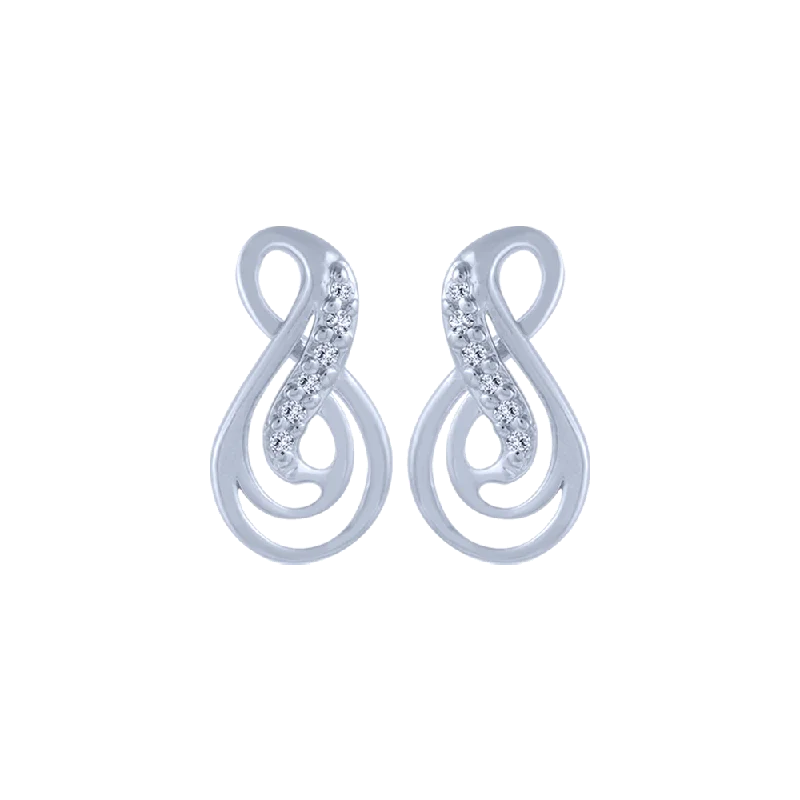 Women’s polished earrings-14KT (585) White Gold And Diamond Stud Earrings For Women