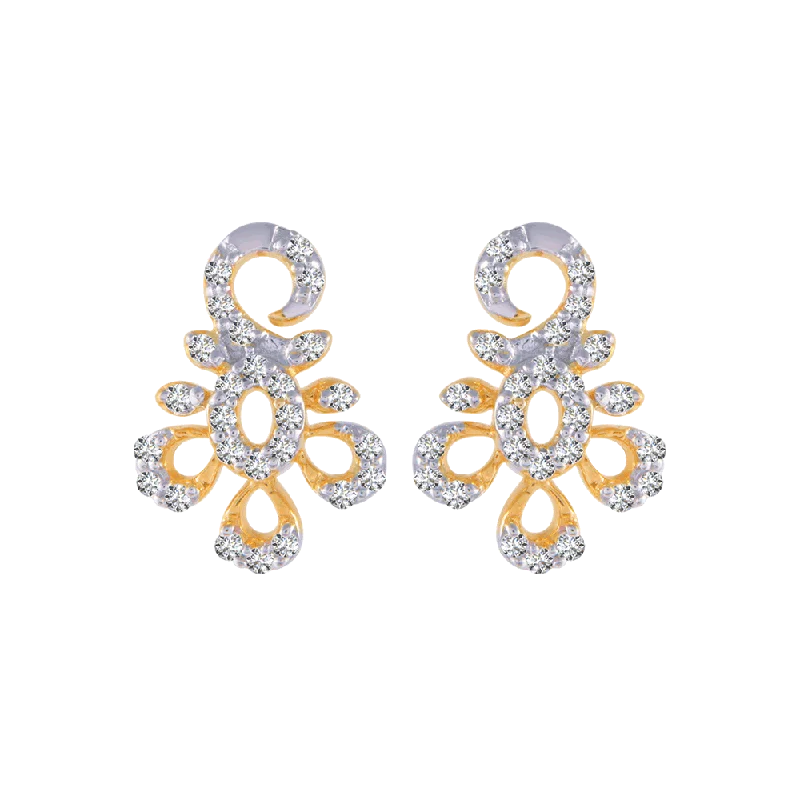 Women’s trendy hoop earrings-14KT (585) Yellow Gold And Diamond Stud Earrings For Women