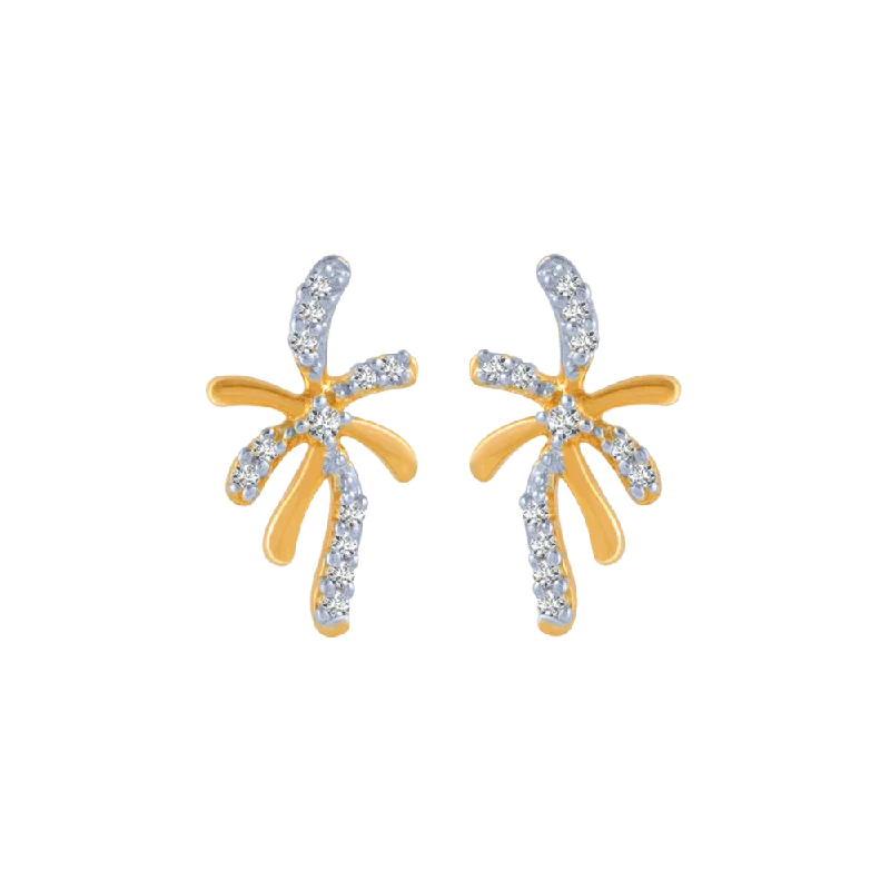 Women’s statement diamond earrings-18KT (750) Yellow Gold And Diamond Stud Earrings For Women