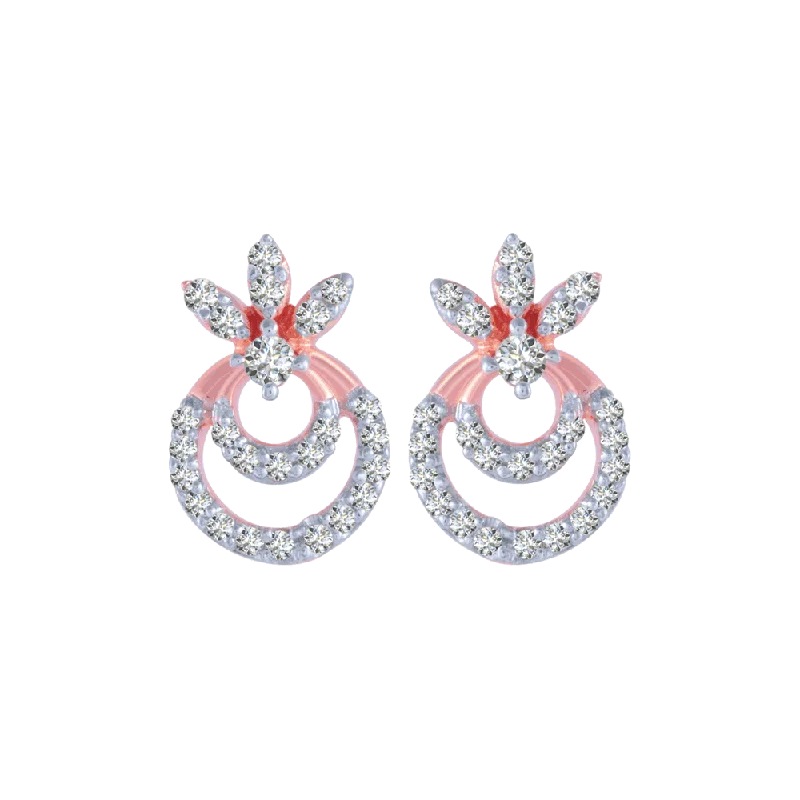 Women’s luxury earrings-14KT (585) Rose Gold And Diamond Stud Earrings For Women