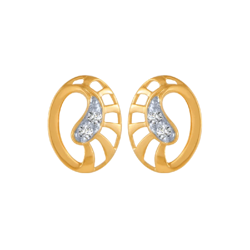 Women’s gemstone hoop earrings-14KT (585) Yellow Gold And Diamond Stud Earrings For Women