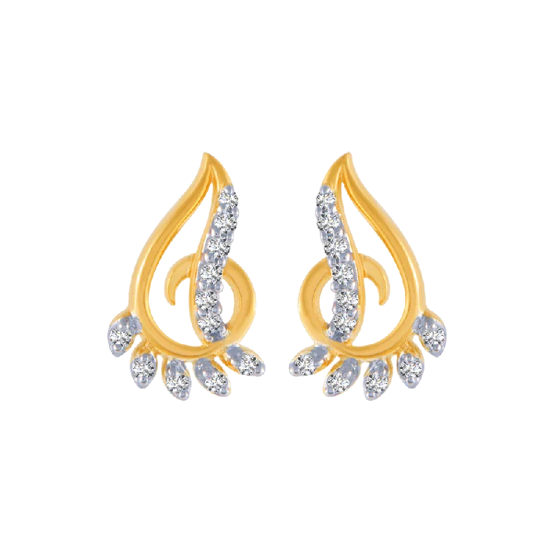 Women’s drop gemstone earrings-14KT (585) Yellow Gold And Diamond Stud Earrings For Women