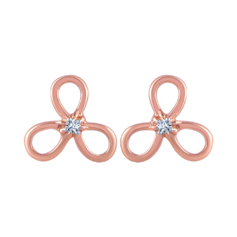 Women’s diamond hoop earrings-18k (750) Rose Gold And Diamond Stud Earrings For Women