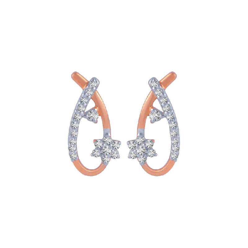 Women’s silver stud earrings-14KT (585) Rose Gold And Diamond Stud Earrings For Women