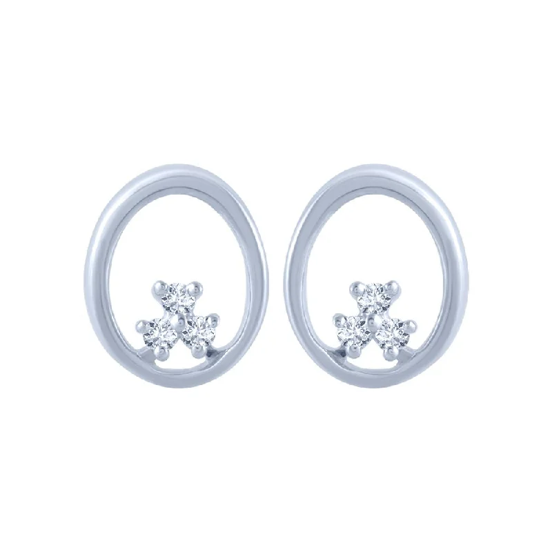 Women’s geometric diamond earrings-18k (750) White Gold And Diamond Stud Earrings For Women