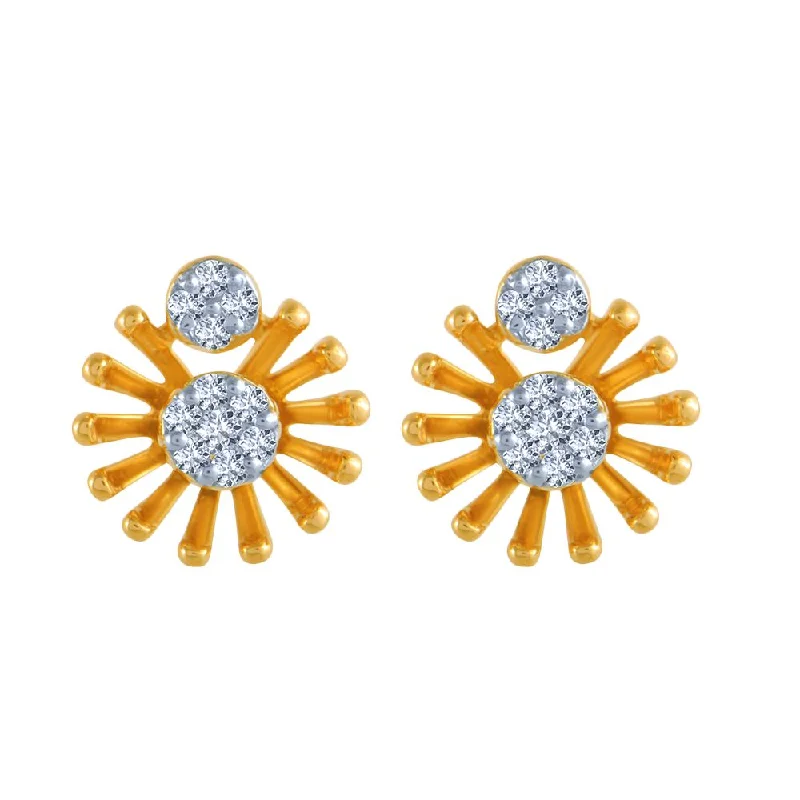 Women’s sterling silver drop earrings-14k (585) Yellow Gold And Diamond Stud Earrings For Women