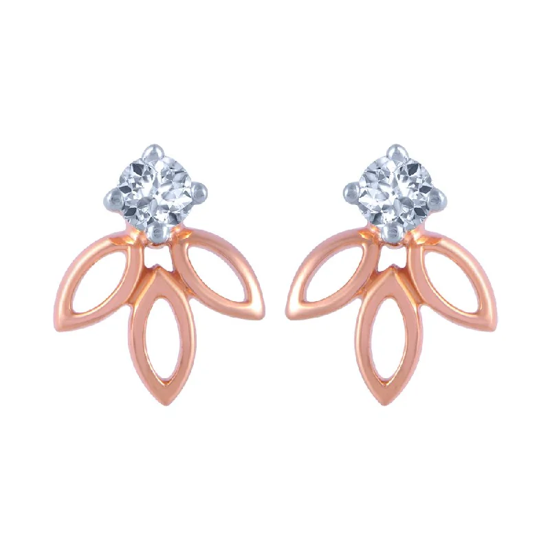 Women’s beaded earrings-14k (585) Rose Gold And Diamond Stud Earrings For Women