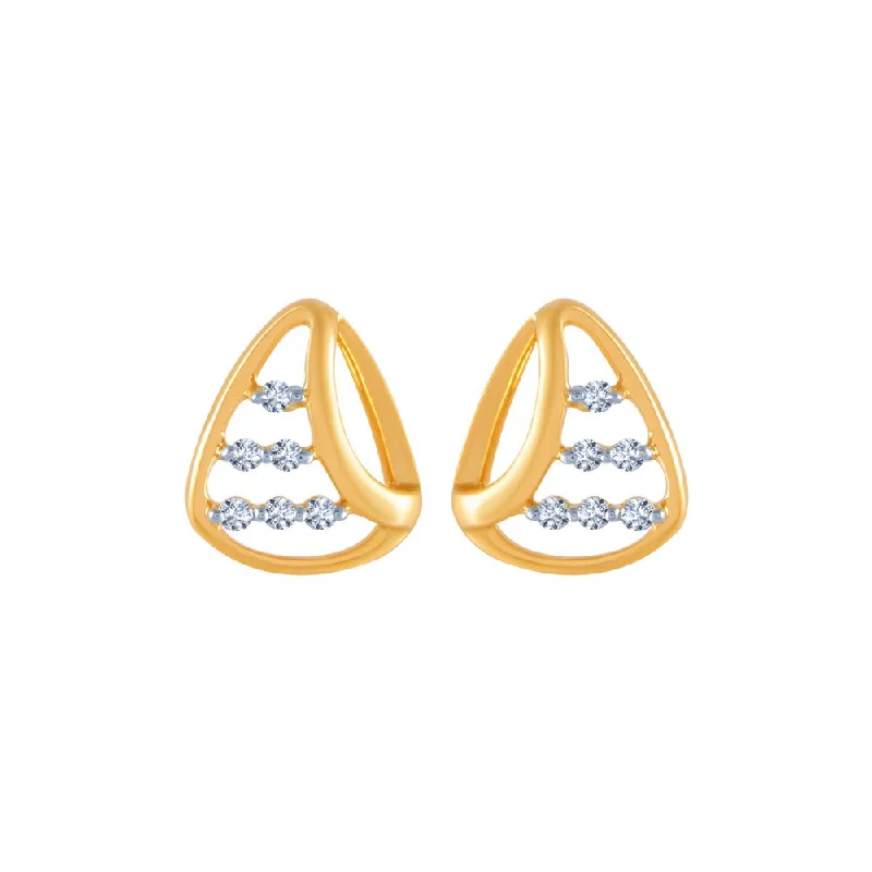 Women’s silver earrings-18k (750) Yellow Gold And Diamond Stud Earrings For Women