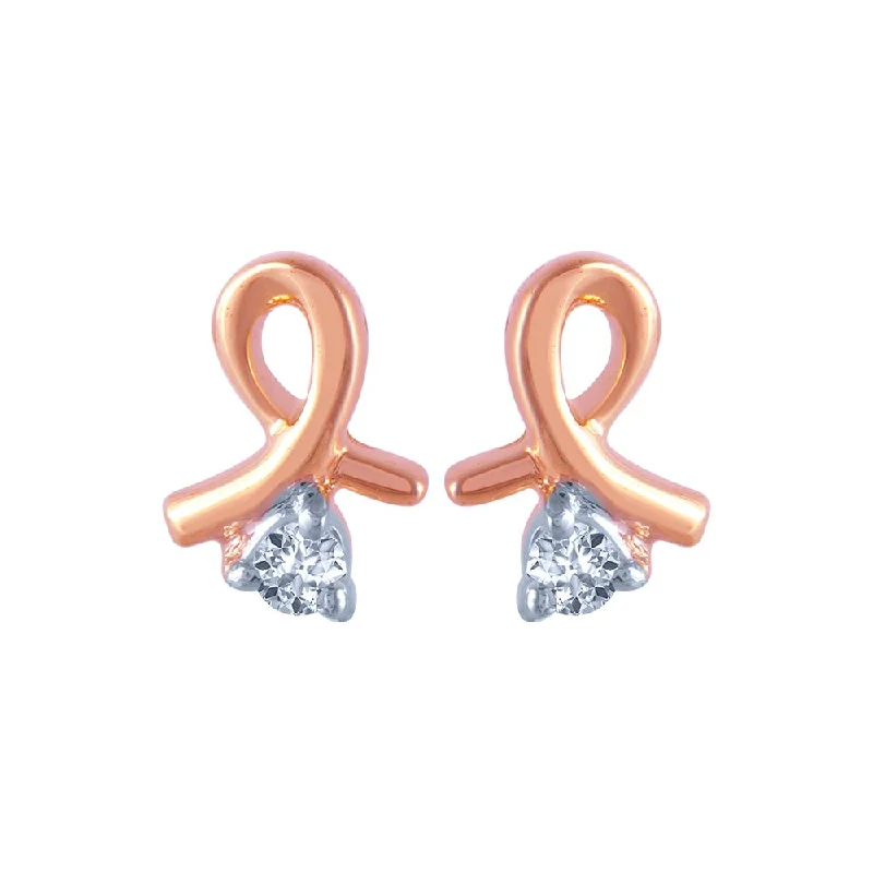 Women’s casual earrings-14k (585) Rose Gold And Diamond Stud Earrings For Women