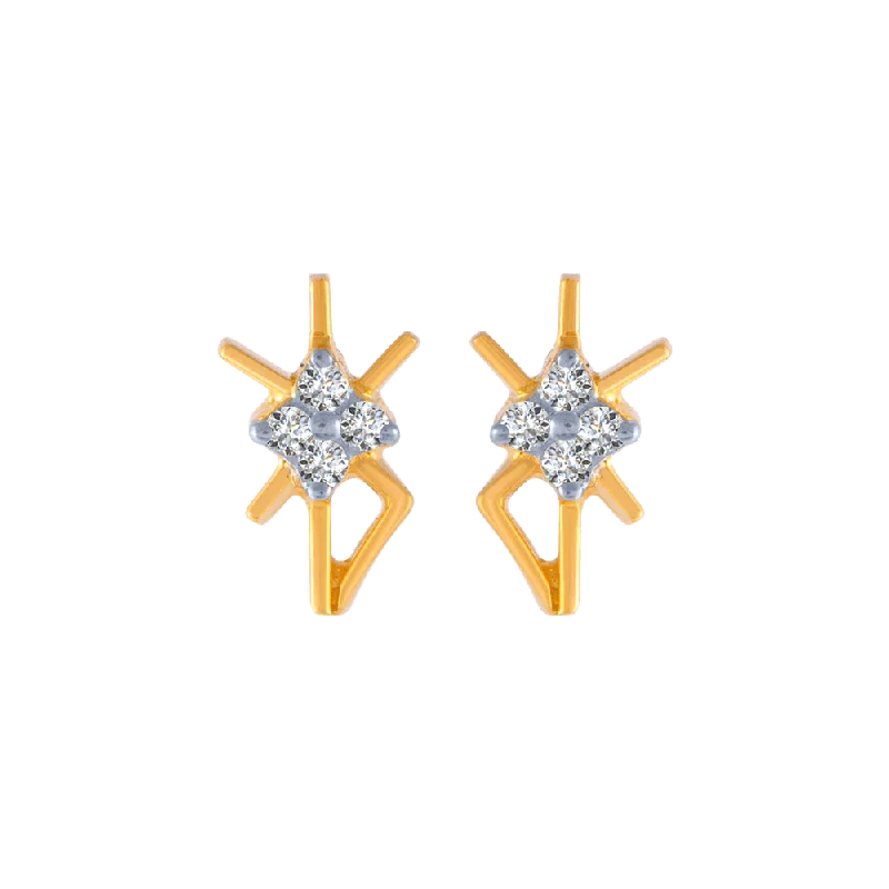 Women’s exclusive earrings-18KT (750) Yellow Gold And Diamond Stud Earrings For Women