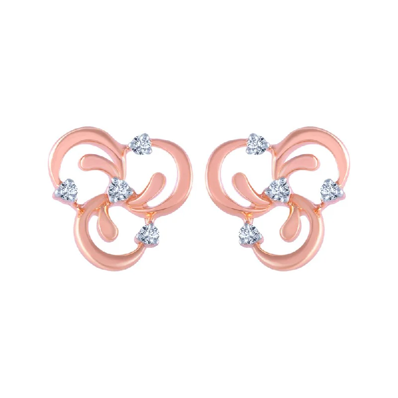 Women’s stud earrings-14k (585) Rose Gold And Diamond Stud Earrings For Women