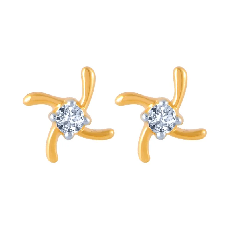 Women’s cute earrings-14k (585) Yellow Gold And Diamond Stud Earrings For Women