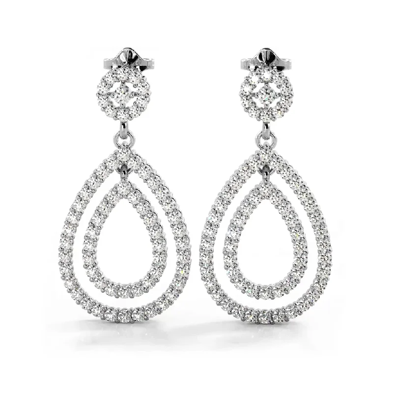 Women’s diamond earrings-1.0 ctw. Diamond Double Teardrop Dangle Earrings