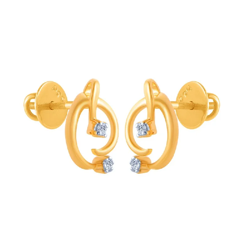 Women’s trendy hoop earrings-18k (750) Yellow Gold And Diamond Stud Earrings For Women