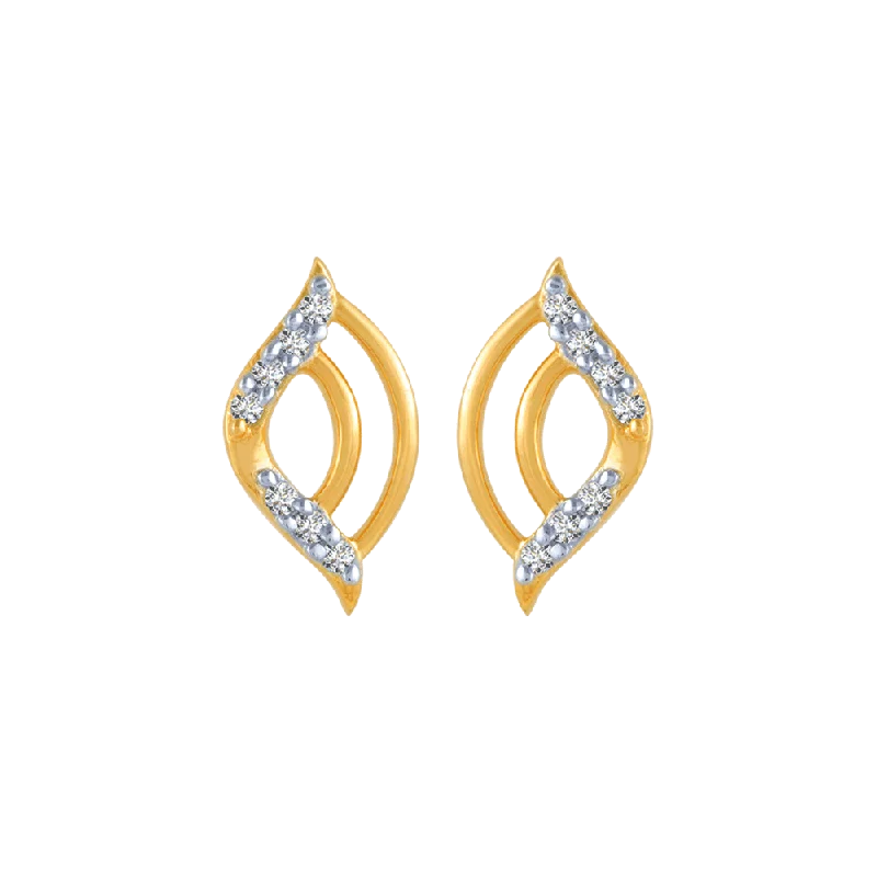 Women’s silver stud earrings-14KT (585) Yellow Gold And Diamond Stud Earrings For Women