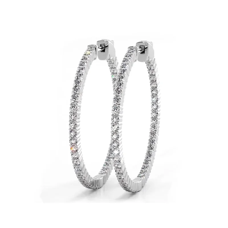 Women’s cute earrings-1.10 ctw. Single Row Inside Out Classic Diamond Hoop Earrings