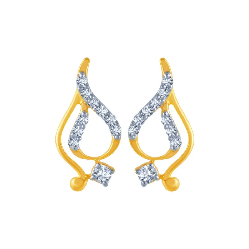 Women’s gold diamond earrings-18k (750) Yellow Gold And Diamond Stud Earrings For Women