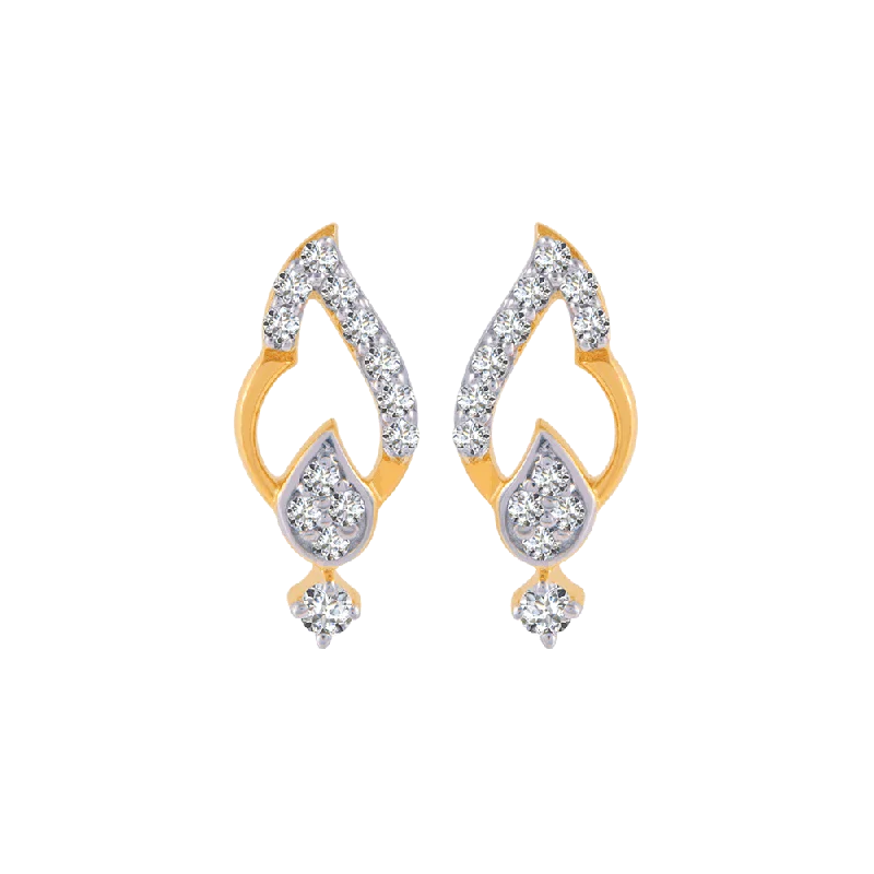 Women’s trendy earrings-14KT (585) Yellow Gold And Diamond Stud Earrings For Women