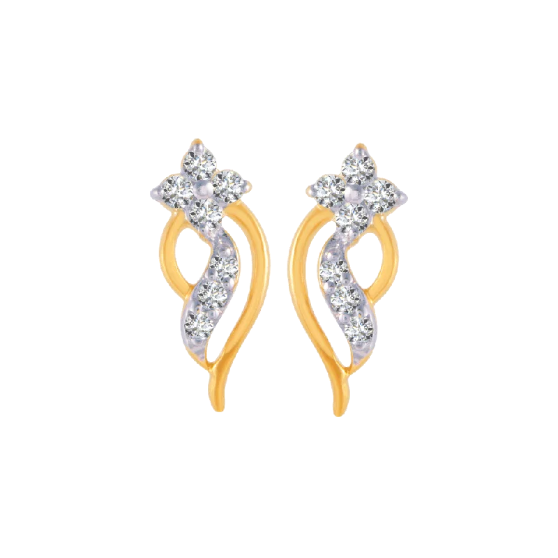 Women’s chic stud earrings-14KT (585) Yellow Gold And Diamond Stud Earrings For Women