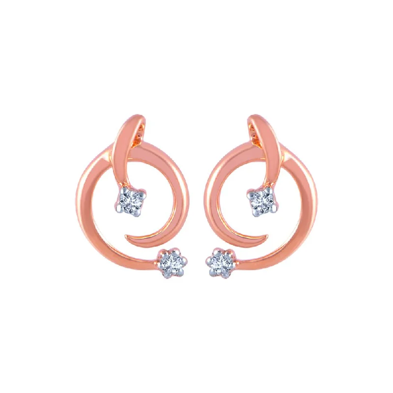 Women’s gold diamond earrings-18k (750) Rose Gold And Diamond Stud Earrings For Women