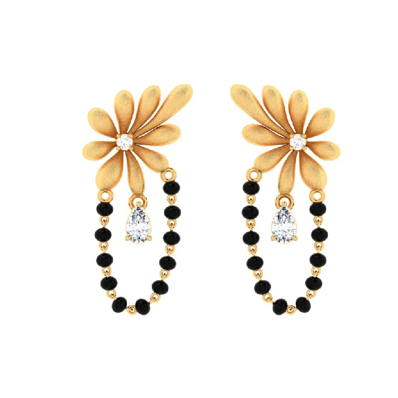 Women’s trendy earrings-18k Flower Shaped Gold Earrings With Diamonds From Pc Chandra