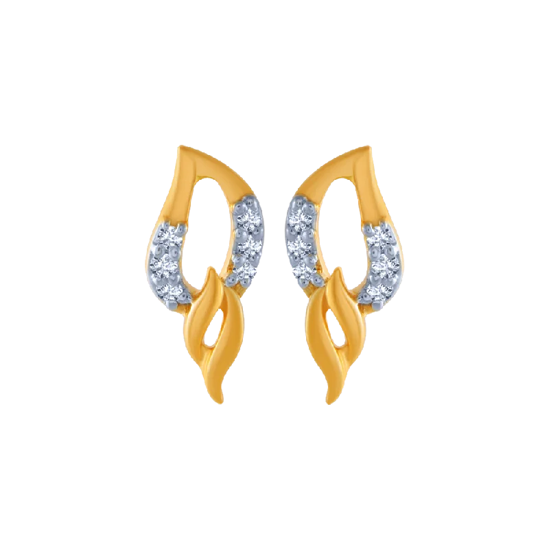 Women’s elegant diamond earrings-18KT (750) Yellow Gold And Diamond Stud Earrings For Women