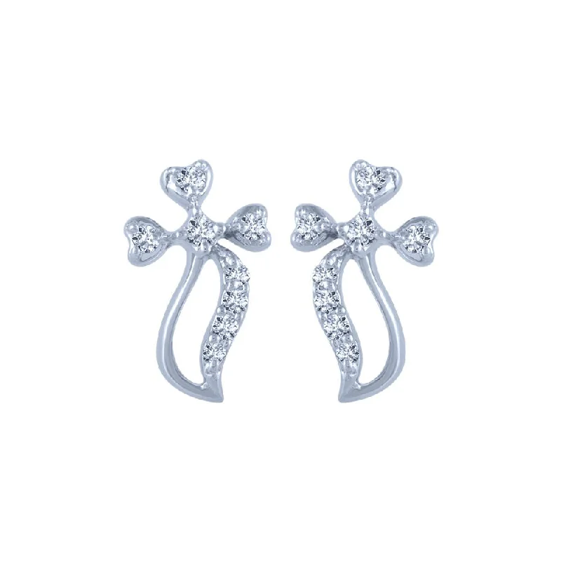 Women’s gold hoop earrings-18k (750) White Gold And Diamond Stud Earrings For Women