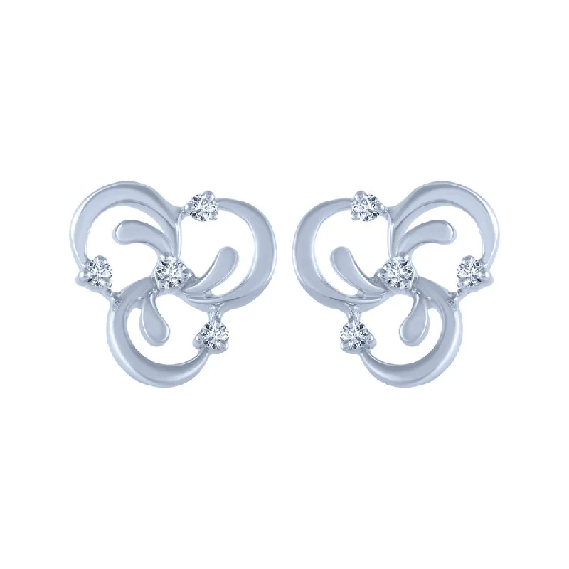 Women’s hoop earrings-14k (585) White Gold And Diamond Stud Earrings For Women