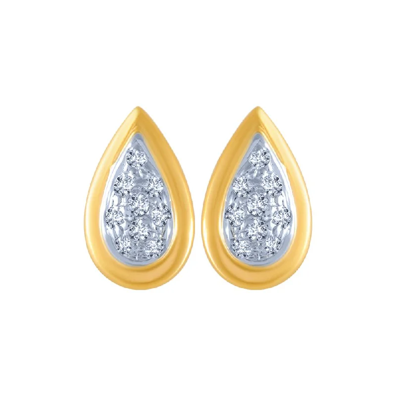 Women’s trendy hoop earrings-14k (585) Yellow Gold And Diamond Stud Earrings For Women