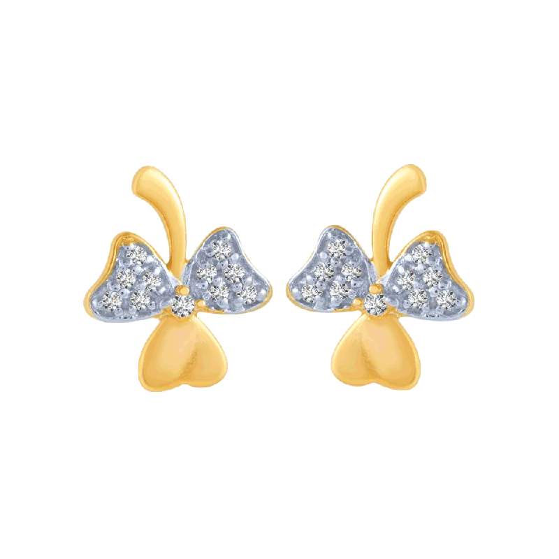 Women’s polished earrings-14KT (585) Yellow Gold And Diamond Stud Earrings For Women