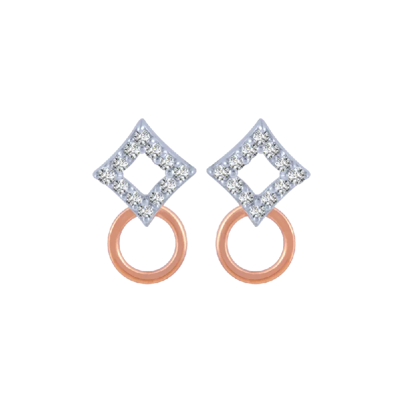 Women’s trendy dangly earrings-14KT (585) Rose Gold And Diamond Stud Earrings For Women